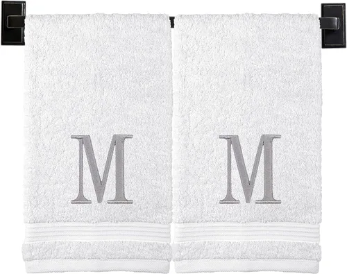 Miniatura 57 de Toallas de mano con monograma para baño Juego de 2 Toallas turcas genuinas Elige toalla e hilo A - Z Toallas con monograma con fuente