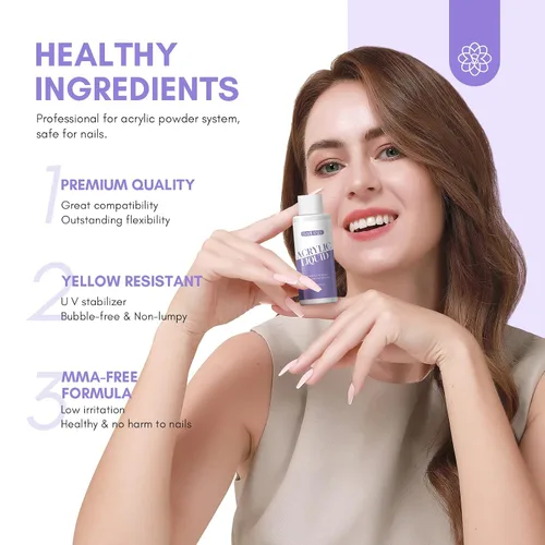 Miniatura 6 de SAVILAND Líquido Monómero Acrílico para Uñas: Monómero Líquido Acrílico de 4 oz con Pincel para Uñas Acrílicas #12 para Aplicación de Polvo