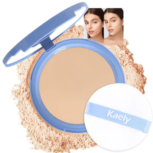 Miniatura 12 de evpct Polvo facial prensado para control de aceite, compacto para mujeres, base de maquillaje translúcida para mujeres, impermeable, de larga