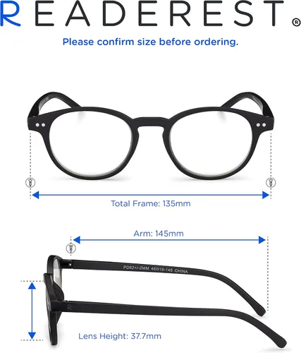Miniatura 5 de Readerest Round Blue Light Reading Glasses - Computer Glasses w/Spring Hinges - UV Protection, Anti Glare & Eye Strain
