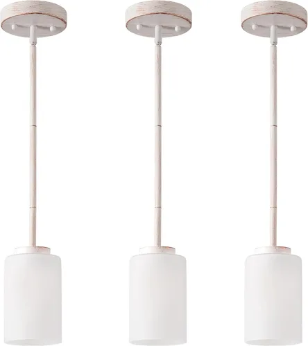 Miniatura 18 de Lámparas Colgantes Mini de 1 Luz, Candelabro Moderno Colgante Lámpara de Techo con Pantalla Blanca Esmerilada, Iluminación Colgante de Níquel