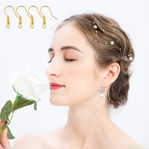 Miniatura 6 de Bylion 400 Piezas Ganchos de Acero Inoxidable para Aretes, Ganchos de Anzuelo Alambres para Orejas Ganchos de Alambre Francés, Estilo Bobina y Bola