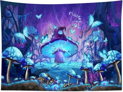 Miniatura 17 de LB Tapiz de mariposa Trippy para colgar en la pared, manta de tapiz estético psicodélico negro, decoración de pared de insectos de polilla colorida