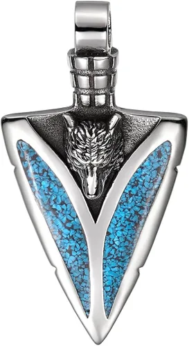 Miniatura 2 de Magic Human Collar de punta de flecha, collar de lobo aullante, joyería de acero inoxidable, amuleto de protección de cabeza de lanza, collares