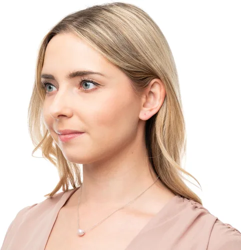 Miniatura 2 de SPLENDID PEARLS Collar colgante de perlas flotantes genuinas cultivadas en agua dulce de 0.394-0.433 in para mujeres de 17 pulgadas, Perla