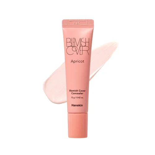 Hanskin Corrector de color albaricoque con cobertura completa en tono melocotón para ojeras e hiperpigmentación | 0.42 oz K-Beauty Corrector de color