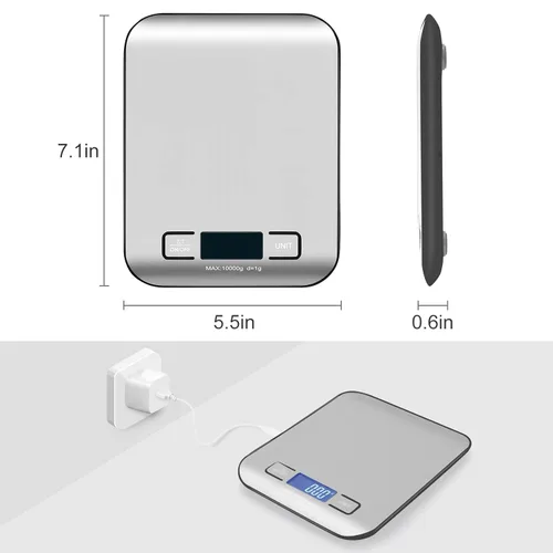Miniatura 3 de Báscula digital de alimentos de cocina, báscula postal portátil para paquetes de pequeñas empresas, productos hechos a mano, líquidos, pantalla LCD