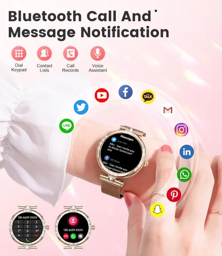 Miniatura 2 de Reloj inteligente 2025 para mujer con pantalla AMOLED de 1.19 pulgadas, (responder/hacer llamadas), reloj de fitness con más de 110 modos