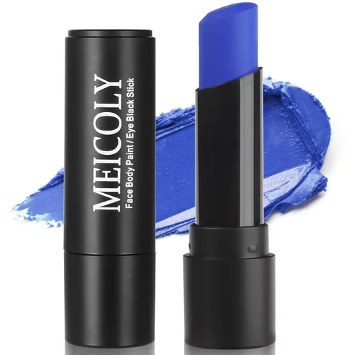 MEICOLY Barra de maquillaje para ojos negros azul real, impermeable para béisbol, sóftbol, fútbol, lacrosse, barra de pintura corporal y facial azul