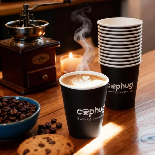 Miniatura 7 de Paquete de 300 vasos de papel desechables de 8 onzas, vasos de bebida caliente y fría para café, té, jugo, agua, tazas de café negras para oficina