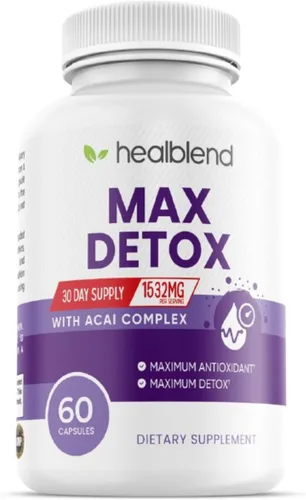 Miniatura 10 de Max Detox Supplement, Advanced Gut Cleanse Detox para mujeres y hombres con psyllium, chlorella, hierba hisopo y papaya, con complejo Acai