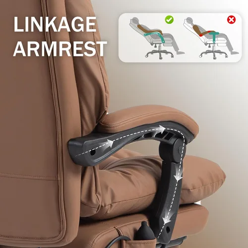 Miniatura 6 de Silla de oficina ejecutiva reclinable de 155° con soporte lumbar ajustable, cómoda silla de escritorio para computadora con reposapiés, silla