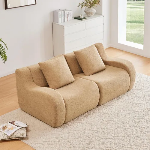 Miniatura 21 de Otomana de tela de peluche negra, moderno reposapiés modular sin hueso en una caja para sala de estar, cómodo diseño de asiento profundo,