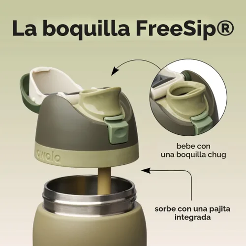 Miniatura 2 de Owala FreeSip - Botella de agua aislada de acero inoxidable con popote, botella de agua deportiva sin BPA, ideal para viajes, 32 onzas, todoterreno