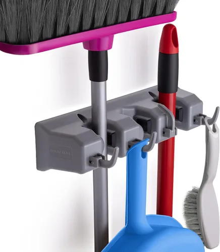 Miniatura 11 de Zulay Home Organizador de fregona y escoba de montaje en pared, fácil de instalar, soporte de pared para guardar suministros de limpieza