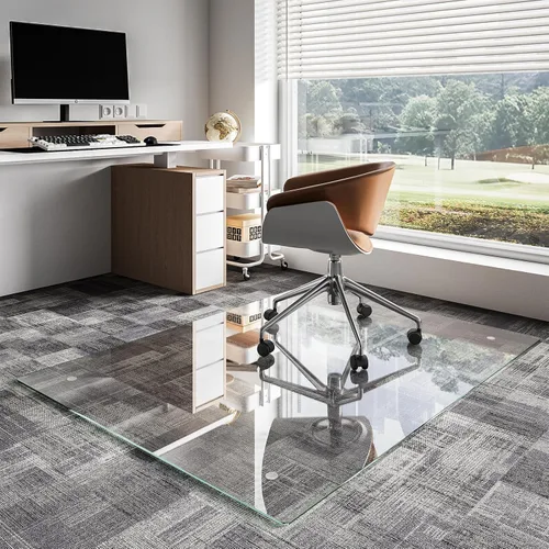Miniatura 24 de Koonmi Tapete de cristal para silla de alfombra, 36 x 48 pulgadas, tapete de vidrio templado para silla de oficina, tapetes de vidrio con bordes