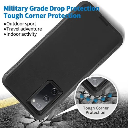 Miniatura 6 de Funda Anloes Defender para Samsung S20 FE, Funda para teléfono S20 FE Resistente a golpes, a prueba de polvo y robusta con protector de 3 capas