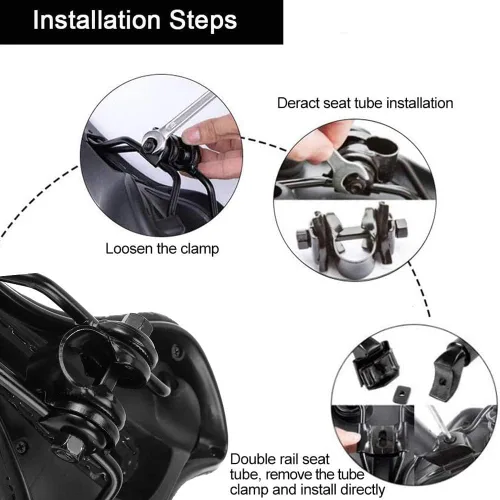 Miniatura 6 de OUXI Asiento de Bicicleta Cómodo Sillín de Bicicleta de Gel Cómodo de Repuesto Suave Acolchado con Absorción de Impactos Impermeable para MTB Negro