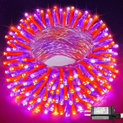 Miniatura 13 de Tira de 200 luces LED de 66 pies para exteriores, luces de Navidad conectables para interiores, cable transparente, impermeable, 8 modos de luces