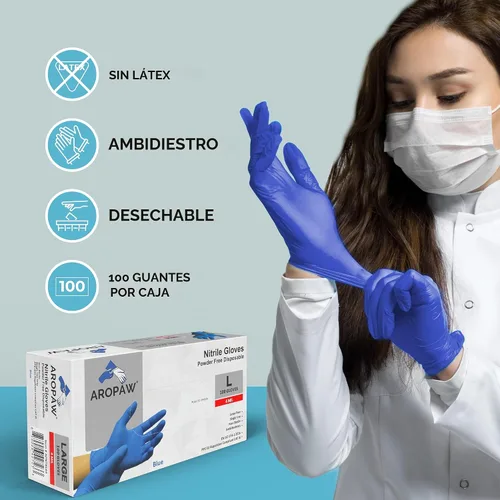 Miniatura 4 de AroCare Guantes de nitrilo, guantes desechables, cómodos, sin polvo, sin látex, 100-1000 guantes