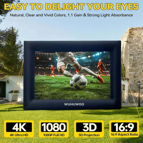 Miniatura 3 de Pantalla de Película Inflable para Exteriores de 24 Pies, Pantalla de Proyector Hinchable para Exteriores con Soplador de Aire y Bolsa