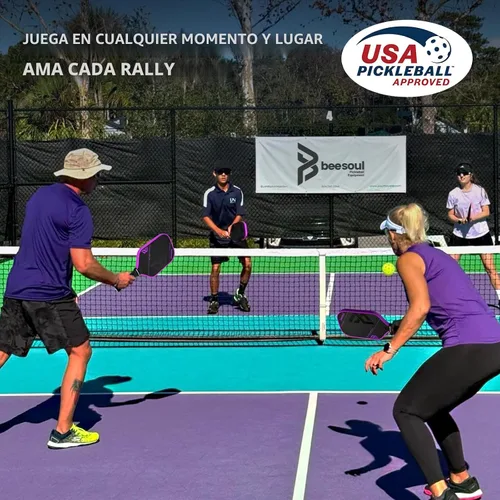 Miniatura 6 de Beesoul Paleta de pickleball con superficie de fibra de carbono sin procesar termoformada T700, construida para máxima potencia de giro y control