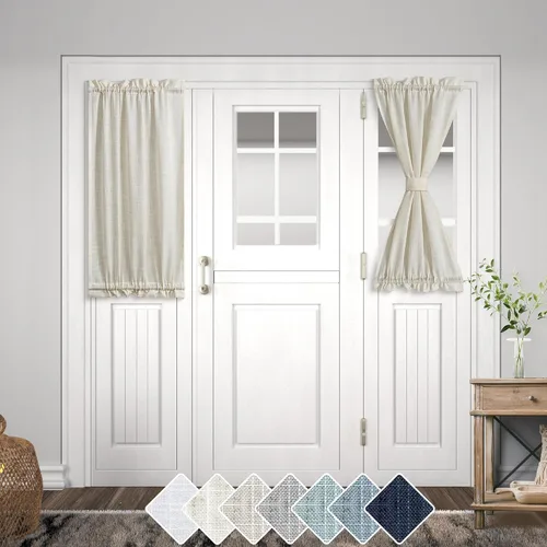 Miniatura 9 de KOUFALL Cortinas de luz lateral para puerta de 72 pulgadas de largo para ventanas laterales, mezcla de lino, protección de privacidad, filtrado
