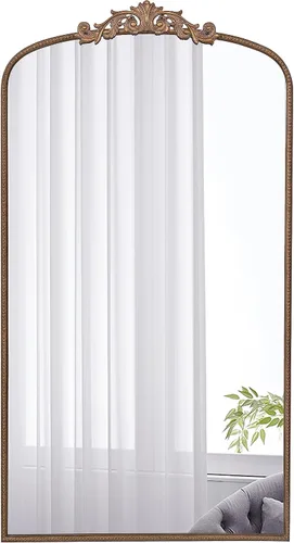 Miniatura 9 de A&B Home - Espejo de cuerpo completo, 66 x 36 pulgadas, espejo grande negro con marco de metal, espejo arqueado para colgar o apoyarse contra