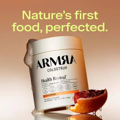 Miniatura 5 de ARMRA Polvo de Colostro Naranja Sangre Salud intestinal y reducción de hinchazón Piel y cabello Inmunidad Keto, sin gluten y sin grasa