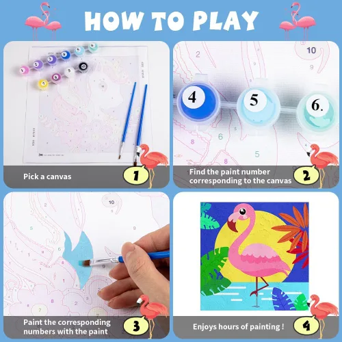 Miniatura 7 de QEUOYSS 4 pinturas por números para niños de 8 a 12 años, juego de pintura DIY para niñas, niños, adultos, manualidades principiantes para niñas