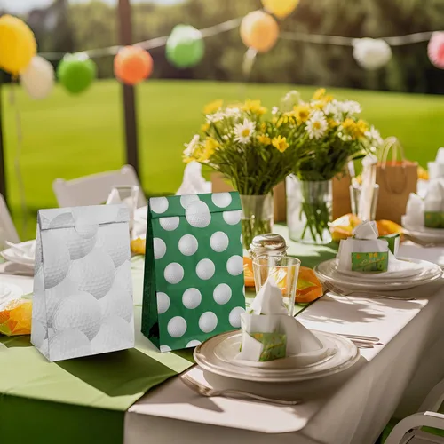 Miniatura 7 de Bolsas de regalo para fiesta de golf Outego – 24 piezas de bolsas de regalo de golf con 5 diseños, bolsas de papel para golosinas para decoraciones