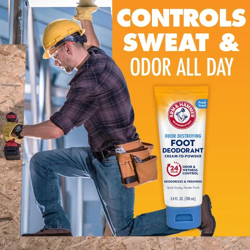 Miniatura 7 de Arm & Hammer Desodorante de Crema a Polvo para Pies, Protección de 24 Horas contra el Olor y Humedad, Antitranspirante Eficaz y de Larga Duración