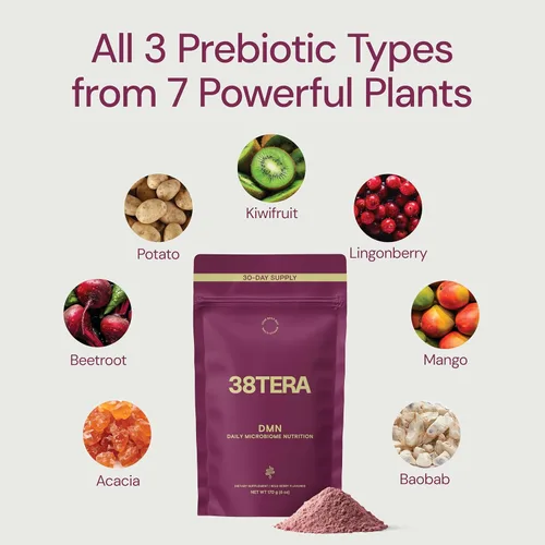 Miniatura 4 de DMN (Daily Microbiome Nutrition), 6 onzas, polvo de fibra a base de plantas con 3 prebióticos diferentes, ayuda a la salud digestiva e intestinal