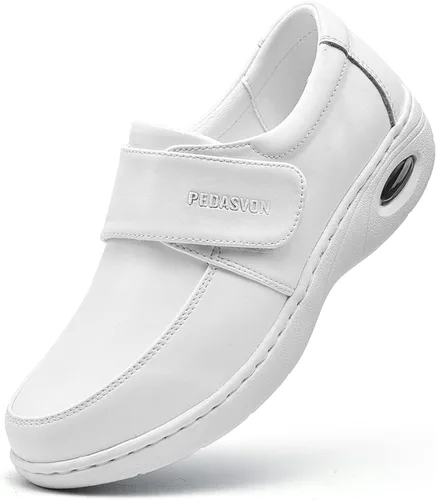 PEDASVON Zapatos de enfermería para el cuidado de la salud para mujer ligeros cómodos zapatos de enfermería mocasines de restaurante impermeables