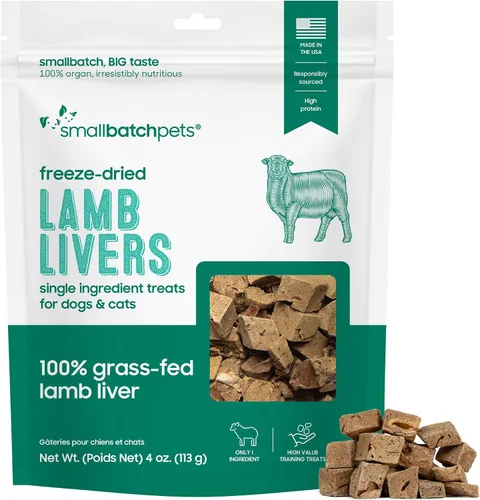 Miniatura 16 de smallbatch Pets Premium - Golosinas de corazón de res liofilizadas para perros y gatos, 3.5 onzas, fabricadas y obtenidas en los Estados Unidos, un