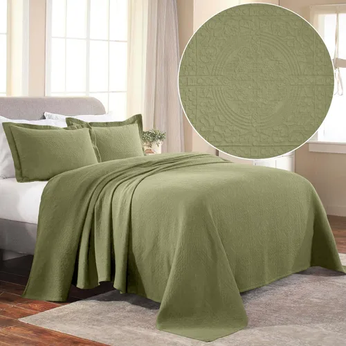 Miniatura 3 de Superior Juego de colcha de algodón con diseño de flor de lis, mantas cálidas, ropa de cama para todas las estaciones, decoración de dormitorio