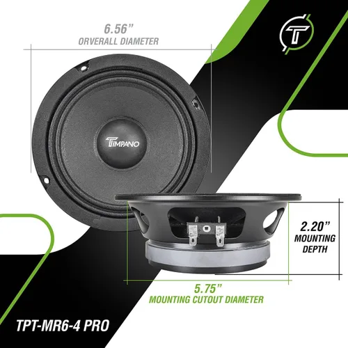 Miniatura 3 de Timpano 6.5 Pulgadas Altavoz de Rango Medio Superficial 500 Vatios de Potencia Máxima TPT-MR6-4 PRO, 6.5 Altavoces de Rango Medio 4 Ohm Montaje