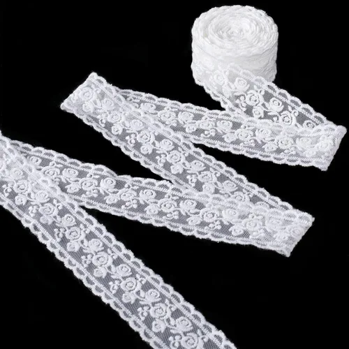 Miniatura 10 de 5.47 yardas, cinta de coser de encaje floral, adornos decorativos suaves para envolver ramos, lazos de bricolaje, clip para el cabello, decoración