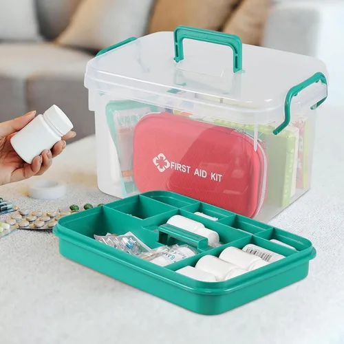Miniatura 6 de Oymlclivisa Caja de primeros auxilios de plástico, organizador de caja médica transparente