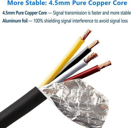 Miniatura 4 de Cable de cámara de 4 pines con cubierta de tubo de corrugación, cable de extensión de video de aviación de 4 pines, cámara de visión trasera CCTV