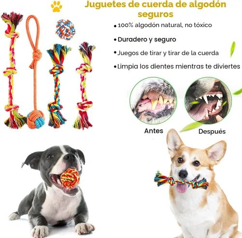 Miniatura 5 de Aipper Juguetes para perros, paquete de 25 unidades para diversión y limpieza dental, paquete de juguetes masticables para cachorros con juguete