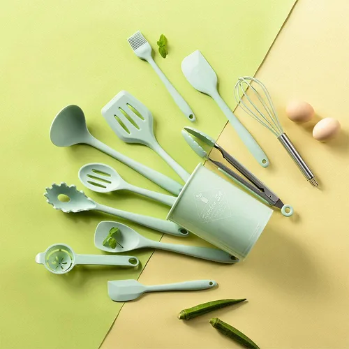 Miniatura 8 de Juego de utensilios de cocina, 12 piezas de utensilios de cocina de silicona (apto para lavavajillas), juego de espátulas resistentes al calor a 392
