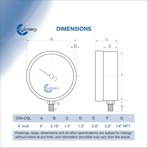 Miniatura 6 de Manómetro de vacío seco de 0 a -30 inHg, dial de 4", montaje inferior de 1/4 NPT, caja de acero cromado, piezas humedecidas de latón, doble escala
