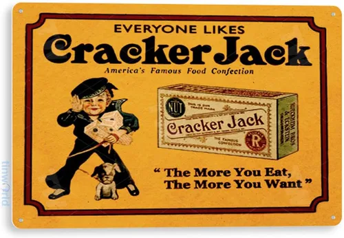 Tinworld Letrero de estaño: Galleta Jack Popcorn Retro Cocina Cottage Farm Metal Sign Decor B661