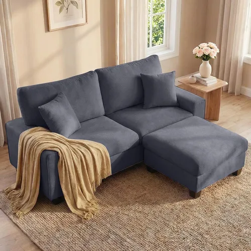 Miniatura 22 de DOPEDIO Sofá biplaza moderno para sala de estar, sillón reclinable de chenilla, funda extraíble, cojines de resorte, marco de madera maciza, fácil
