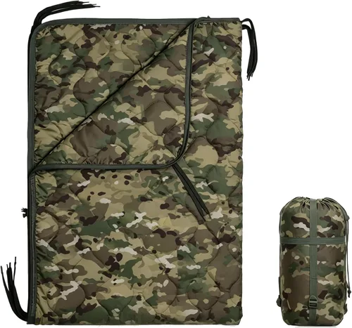 Forro de poncho de camuflaje, manta militar, saco de dormir militar, con una bolsa de transporte de compresión, para viajes, senderismo, campamento,