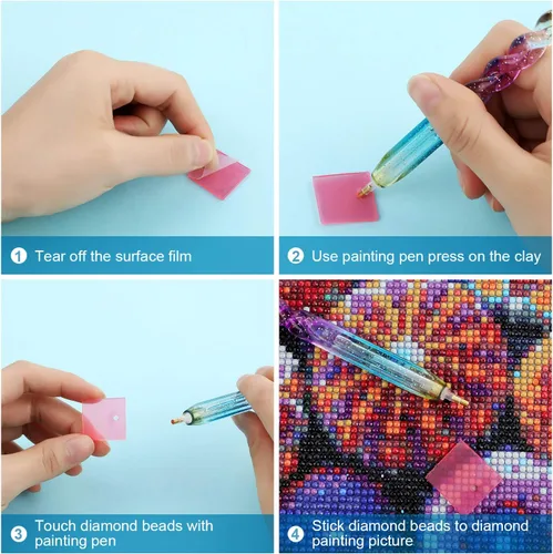Miniatura 3 de WILLBOND 50 almohadillas de cera de pintura de diamante con 2 piezas de pintura de diamante para San Valentín, bricolaje, bordado, punto de cruz