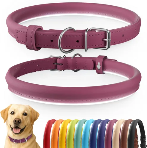 Miniatura 89 de CollarDirect Collar de perro con tachuelas, collares de cuero para mascotas para perros pequeños, medianos y grandes, acolchado suave, marrón, negro