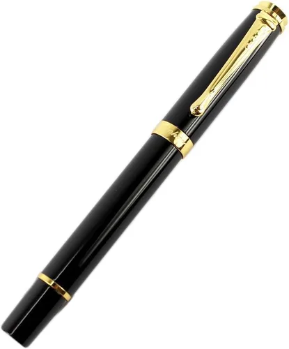 Miniatura 2 de Gullor Pluma estilográfica 500 de punta mediana negra con clip dorado