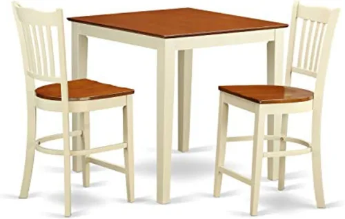 East West Furniture VNGR3-WHI-W - Juego de comedor de 3 piezas de altura de mostrador para espacios pequeños que contiene una mesa de cocina